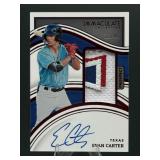 Evan Carter 3 Color Patch On Card Auto /49