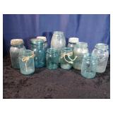 Lot of Blue Ball Jars
