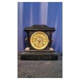 Antique Ansonia Black/Marble Mantle Clock with