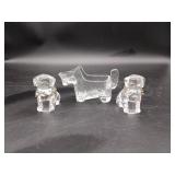 2 Glass Bulldogs & Glass Scottie Dog