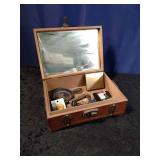 Small Wood  Chest with Mirror & Contents