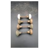 3 Brass & 1 Porcelain Door Knobs