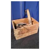 Wood Box with Froe, Single Tree & Misc