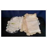 Crocheted Table Runner, Doily & 2 Pillowcases