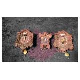 3 Miniature Cuckoo Clocks