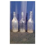3  Liquor Clear Glass Bottles
