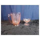 Cherry Blossom Pink Glass Pitcher