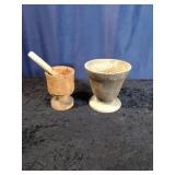 Cast Iron Vase 6" x  6" & Wooden Mortar and Pestle