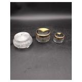 3 Glass Vanity Trinket Holders