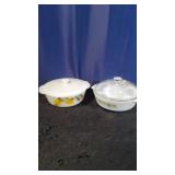 2 Fire King Milk Glass Covered Casserole Dish