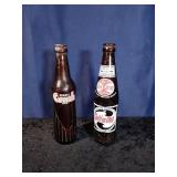 2 Brown Glass Soda Bottles
