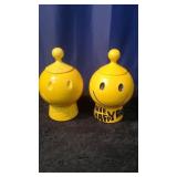 2 McCoy Smiley Face Cookie Jars