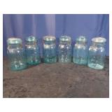 6 Blue Quart Atlas E-Z Seal Jars