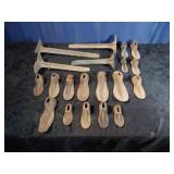 Box of Multiple Cast Iron Shoe Last & Shoes