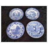 4 Blue & White Decorative Plates Made in England