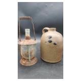 Stoneware Jug & Metal Lantern