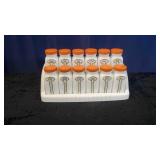 Set of 12 Griffith Lab Milk Glass Spice Jars