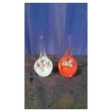 2 Teardrop Shaped Glass Paperweights