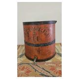Wood Kerosene Bucket With Red Paint.