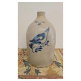 Fulper Brothers Blue Cobalt 3 Gal Bird On Branch.