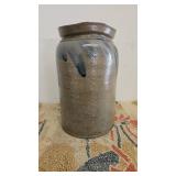 Small Blue Decorated Jar, w/ decor all around top