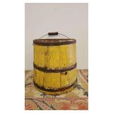 Wood Bucket W/ Good Old Yellow Paint.
