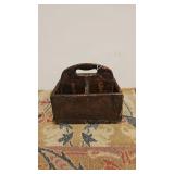Antique Small Wood Carrying Tray 4 Dividers.