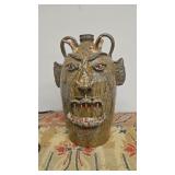 Ed Lane Large Devil Double Face Jug With Horns.