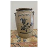 Four Gallon Stoneware Jar W/ CObalt Floral Decor