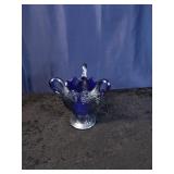 Blue Carnival Imperial Glass "3 Swans" Vase