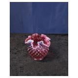 Vtg Fenton Hobnail Cranberry Opalescent Glass Vase