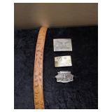 Youth Leather Belt & 3 Belt Buckles