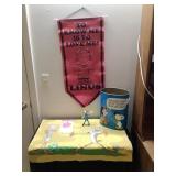 Snoopy Vtg Trashcan with Other Misc