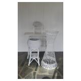 Vintage Wicker Plant Stand & Wicker