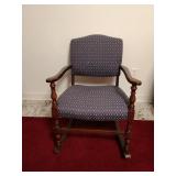 Vtg Cloth Covered Rocking Chair