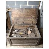 Handmade Wood Toolbox with Contents