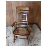 Vtg Rattan Bottom Rocking Chair