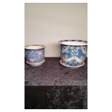 2 Vtg Chinese Porcelain Fish Bowl Planters