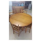 Wood Table with 4 Ladder Back Chairs