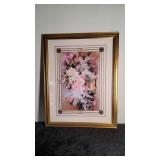 Large Goldtone Ornate Mirror  & Floral Picture