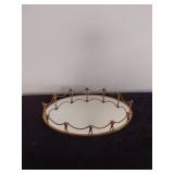 Vtg Oval Mirror Vanity Tray with Cheribs Holding