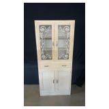 Wooden Kitchen Hutch with Floral Motif