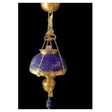 Victorian Brass B&H oil Lamp with Cobalt Shade