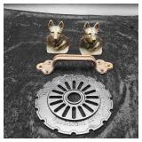 1858 Metal Popcorn Insert, 2 Dog Bookends &