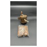 Vtg Lowell Clothes Line Real & Wood Clothes Pins