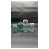 4 Vtg Mason Jars