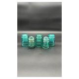 5 Hemingray Blue Insulators