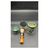 Vtg Shaving Glassware & Brush