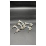 5 Vtg Glass Drawer Pulls