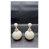 2 Antique Dithridge Lion Head Milk Glass Barber